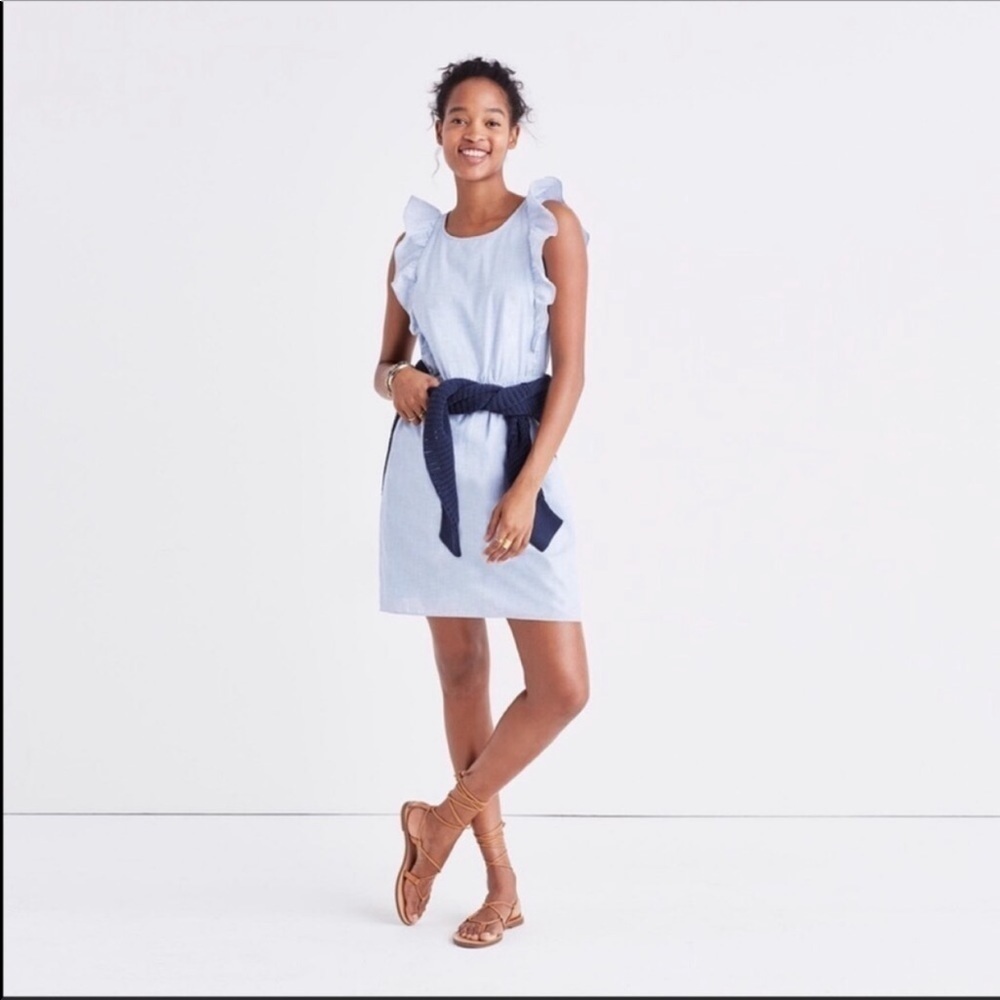 Madewell Light Blue Ruffles Summer Dress 10 - Picture 4 of 4